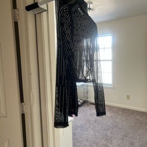 Black Sheer Beaded Top with skirt